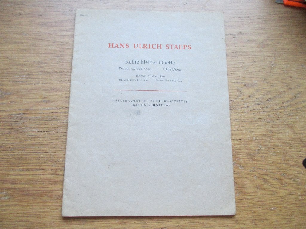 HANS ULRICH STAEPS - REIHE KLEINER DUETTE -2 ALT BLOKFLUITEN, Muziek en Instrumenten, Bladmuziek, Gebruikt, Ophalen of Verzenden