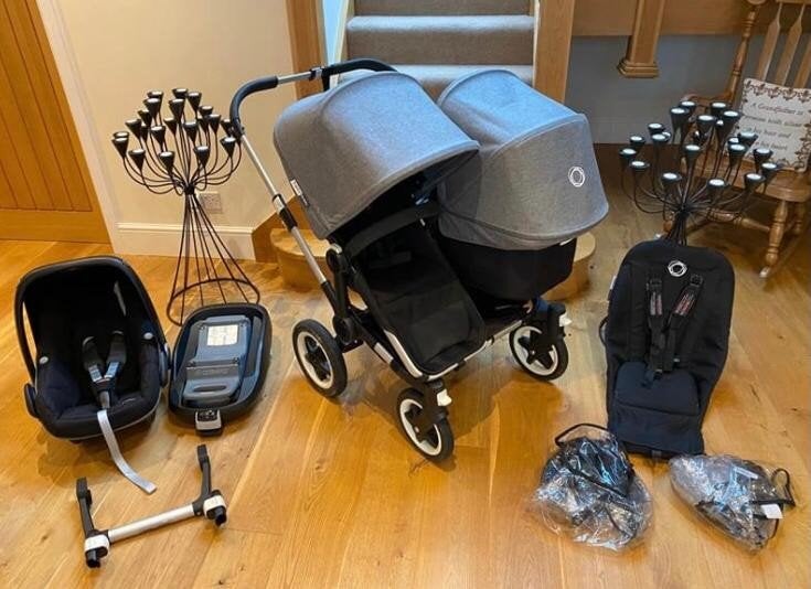 Bugaboo Donkey Duo 3 in 1 compleete met accessoires, Bugaboo, Zo goed als nieuw, Verstelbare duwstang, Ophalen