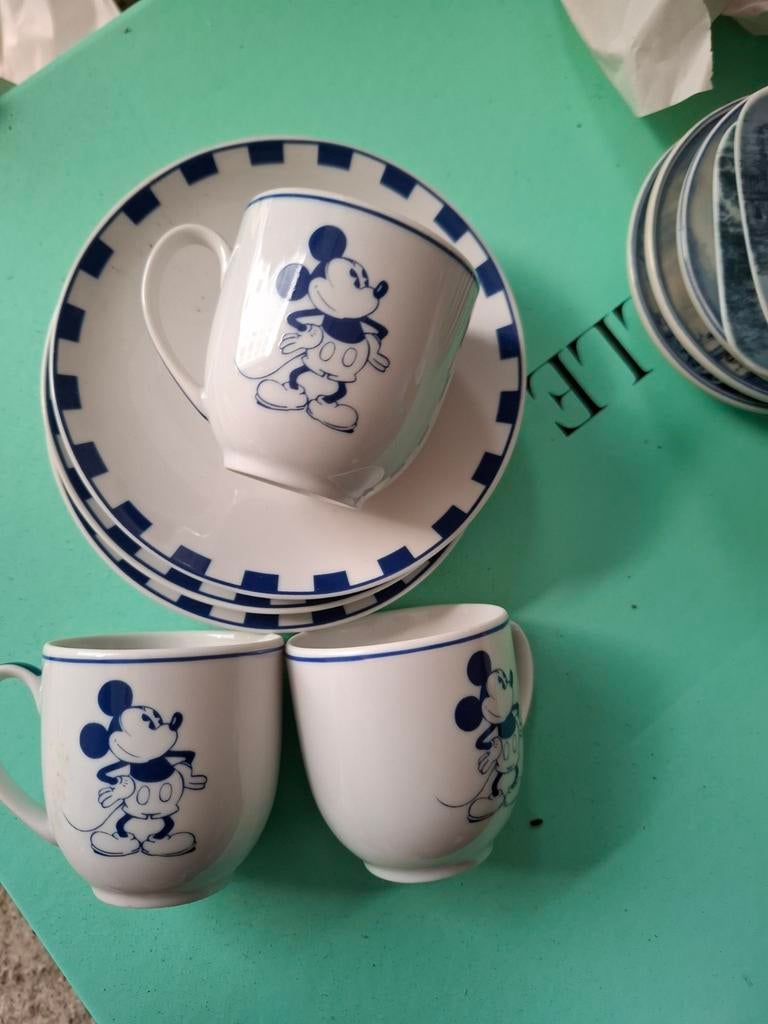 3 Mickey Mouse kop en schotels - Disney servies, Ophalen of Verzenden