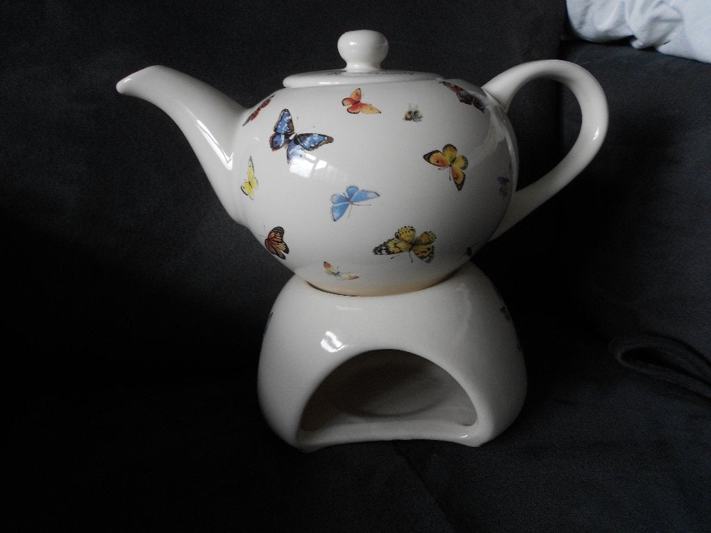 JBS Douwe Egberts Heideblauwtje Theepot en Warmer Set, Ophalen, Gebruikt, Overige merken, Overige typen