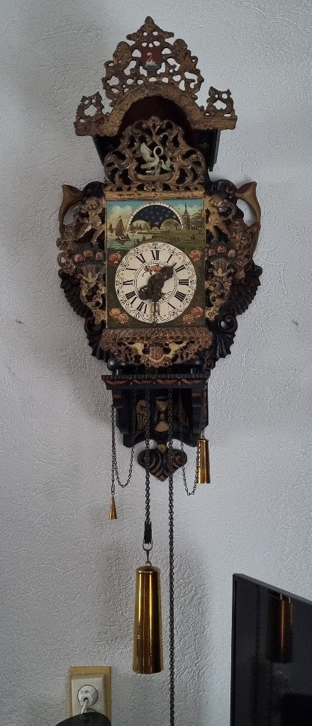 Antieke Friese Stoeltjes klok - Prachtig Handgeschilderd, Antiek en Kunst, Antiek | Klokken, Ophalen of Verzenden