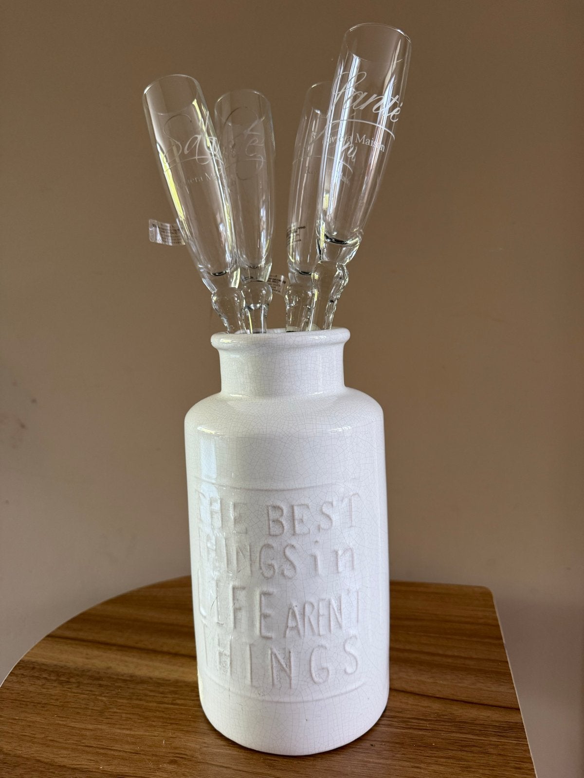 Riviera Maison champagneglazen in vaas, Ophalen, Glas of Glazen, Gebruikt, Overige merken