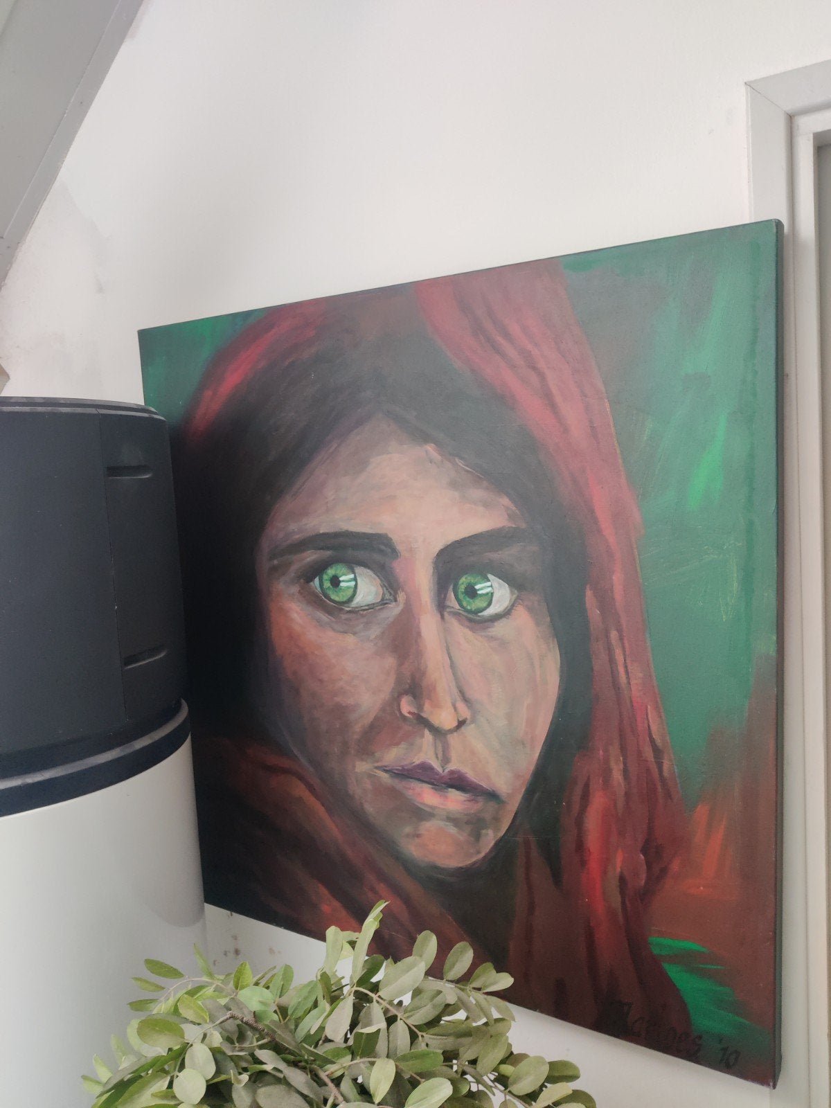 Schilderij 'Het Afghaanse Meisje' door Marloes (2010), Ophalen, Textiel, Handgeschilderd, Portret