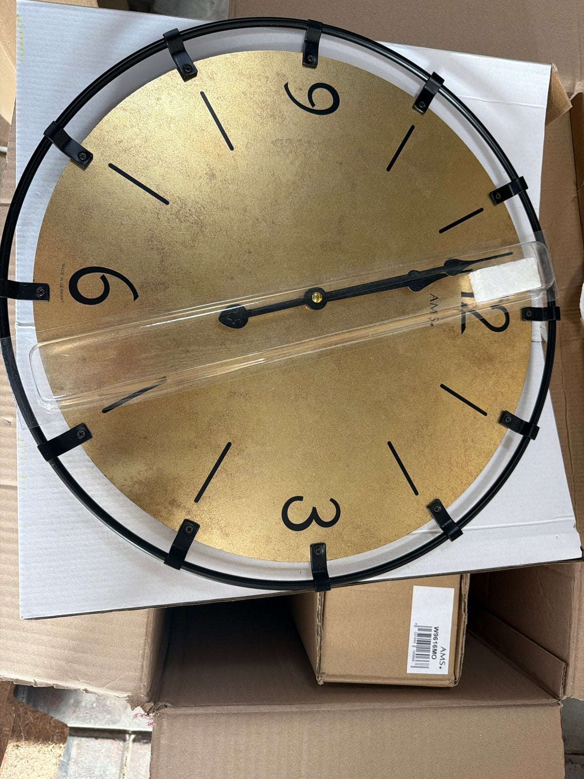 AMS Wandklok nieuw in doos, Goud, Wandklok, Analoog, Nieuw
