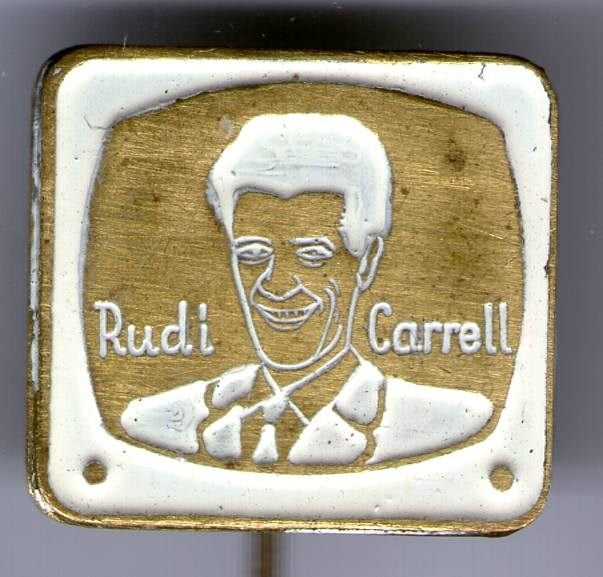 Rudi Carrell showmaster wit op koper speldje ( R_080), Ophalen of Verzenden, Nieuw, Figuurtje, Speldje of Pin