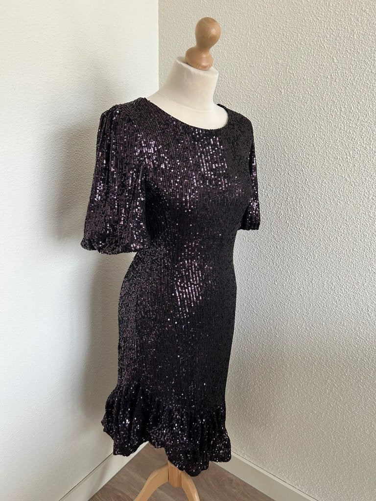 PBO maat M feest glitter jurk paillet zwart 2338, Kleding | Dames, Maat 38/40 (M), PBO, Zwart, PBO