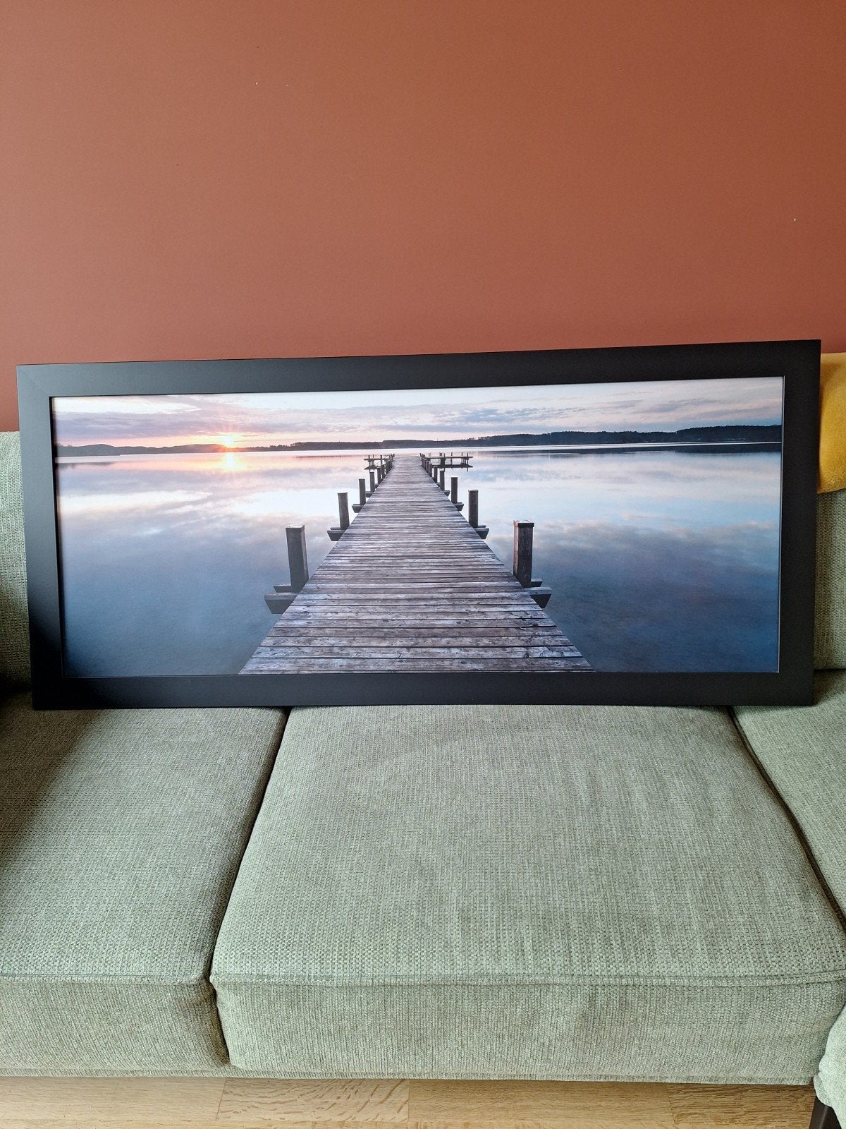Ingelijste foto: Steiger bij zonsondergang, Ophalen, Zo goed als nieuw, 100 tot 125 cm, Foto of Poster