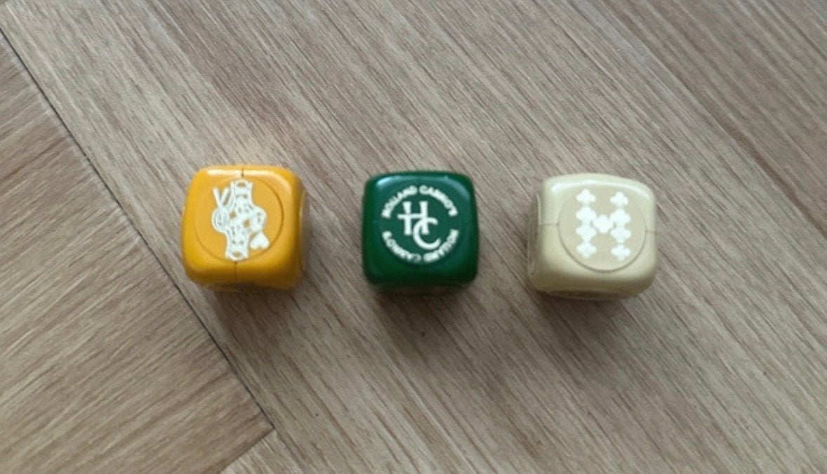 Vintage Holland Casino dobbelstenen (3 stuks), Ophalen of Verzenden, Zo goed als nieuw