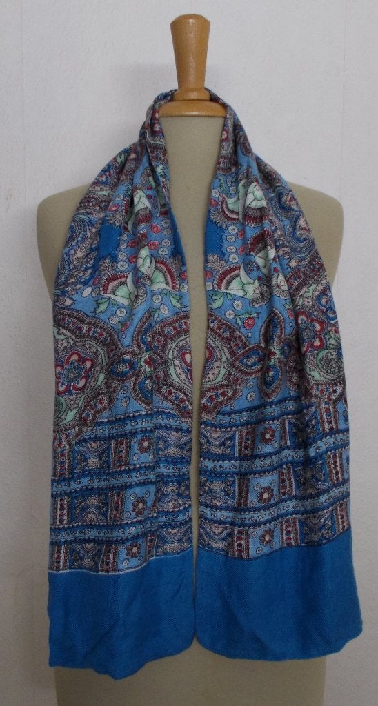 Mooie 100% katoenen blauwe paisley print sjaal, Verzenden, Zo goed als nieuw, Maat 38/40 (M), Sjaal