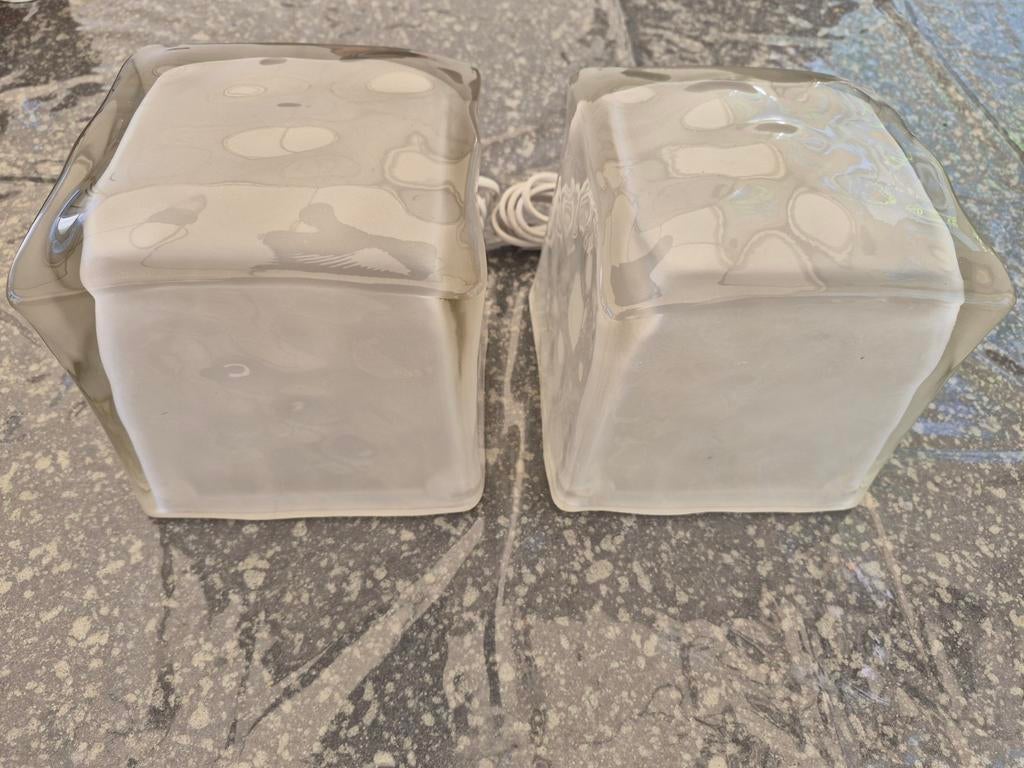 IKEA Iviken ijsblokje Tafellampen - Set van 2, Gebruikt, Modern, Scandinavisch, Ophalen of Verzenden, Glas