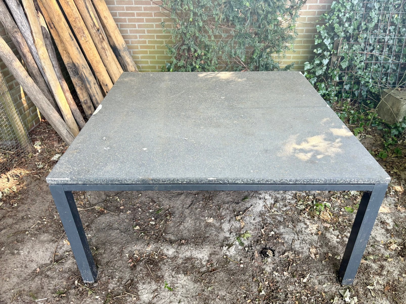 Antraciete vierkante tuintafel, Tuin en Terras, Tuintafels, Ophalen, Gebruikt, Vierkant