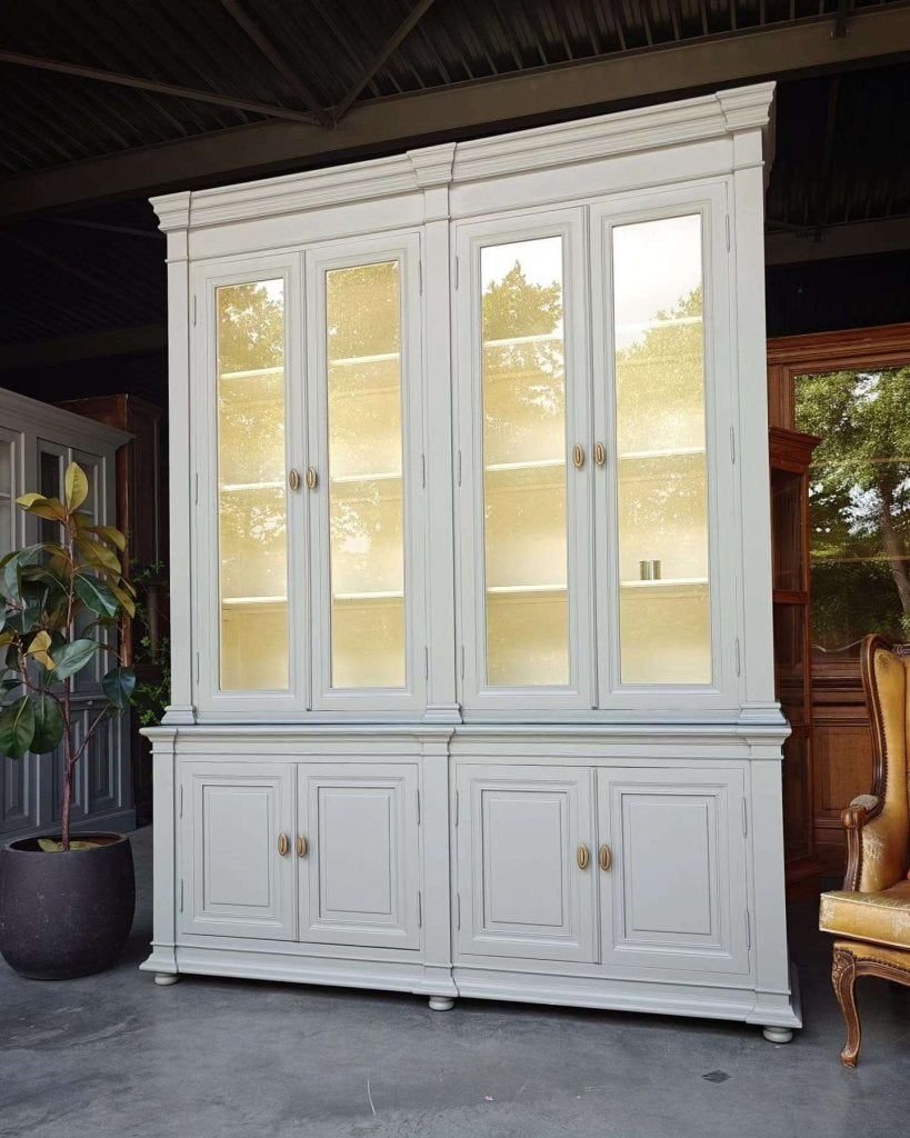 Prachtige klassieke vitrinekast | Servieskast #2389, Huis en Inrichting, Kasten | Vitrinekasten, Zo goed als nieuw, 200 cm of meer