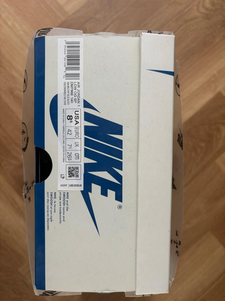 Nike Air Jordan 1 Low Travis Scott Fragment DOOS only, Blauw, Nieuw, Ophalen of Verzenden, Sneakers of Gympen