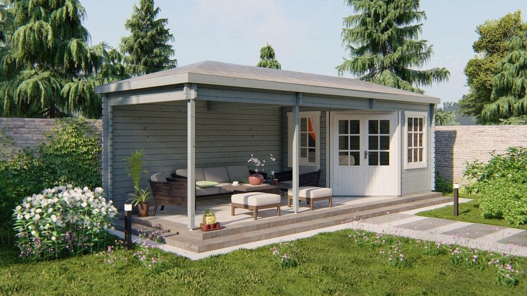 Blokhut - Tuinhuis Bertil | 44 mm | vuren onbehandeld, Verzenden, Nieuw