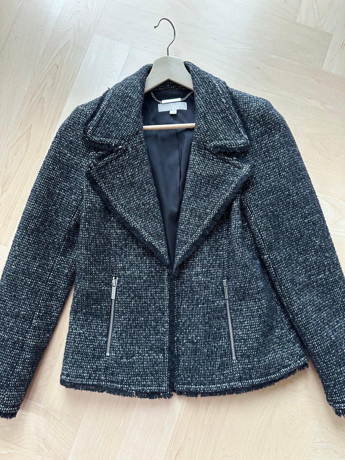 Michael Kors tweed jasje zwart/wit maat 6 US/maat 36 NL, Verzenden, Zo goed als nieuw, Maat 36 (S), Zwart