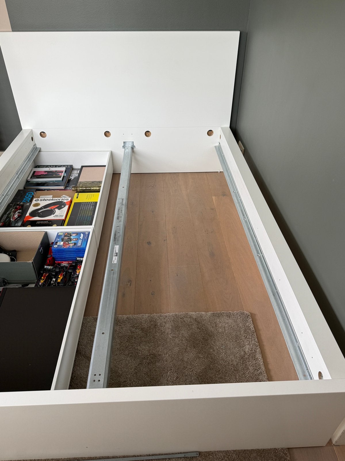 IKEA Malm bed wit met lades en lattenbodem, Ophalen, Gebruikt, Wit, Tweepersoons