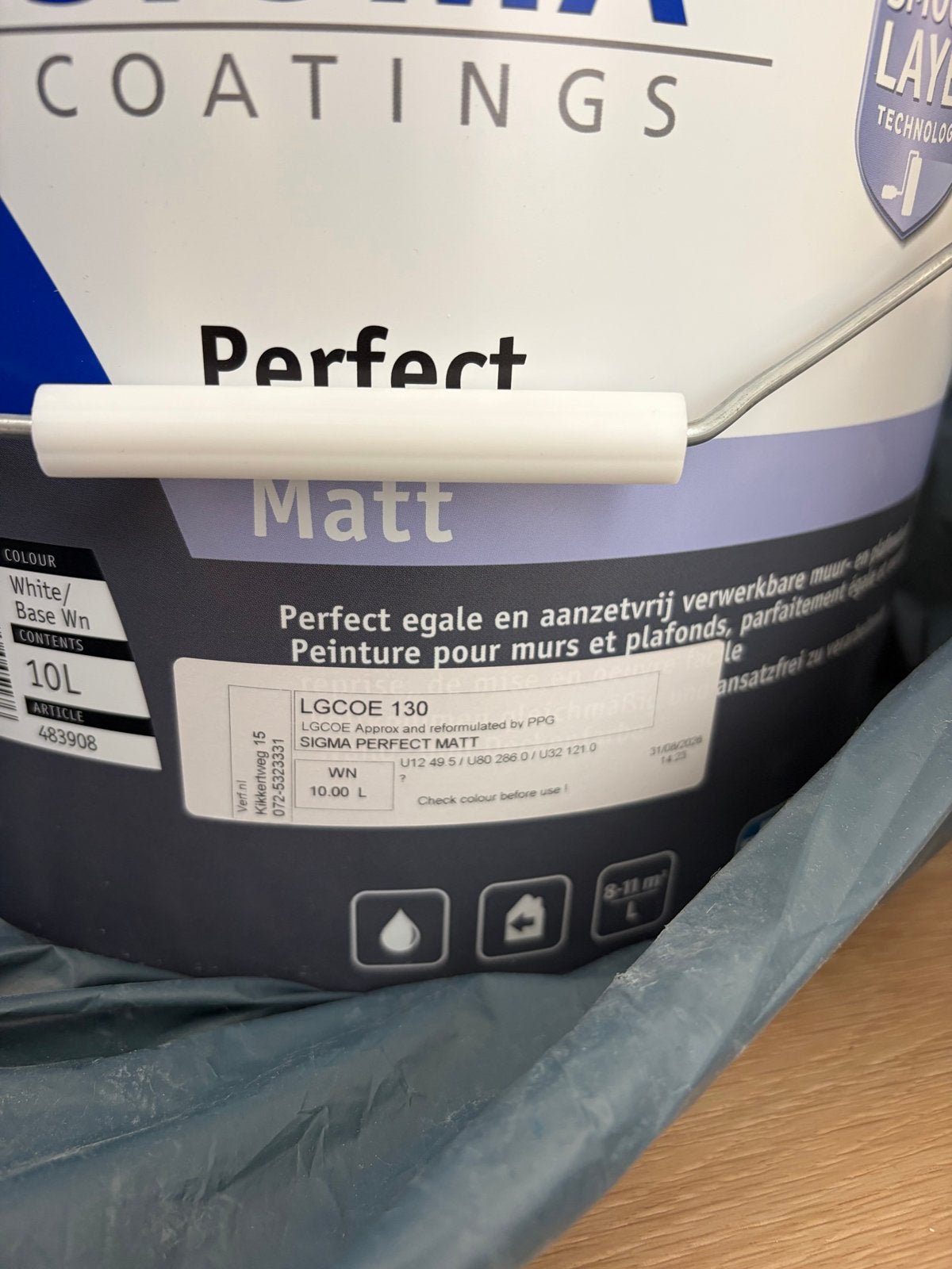 Sigma Perfect Matt Muurverf - 10L Joanna, 5 tot 10 liter, Wit, Nieuw, Ophalen of Verzenden