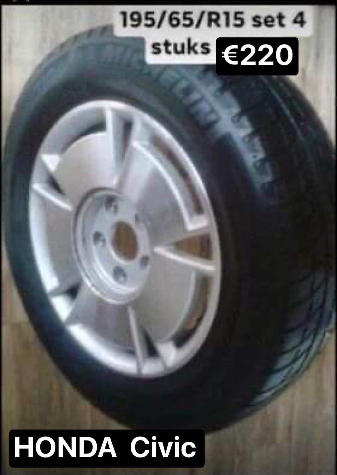 Winter banden set 195-65-R15 & Lm Velgen Honda civic, Ophalen, Honda