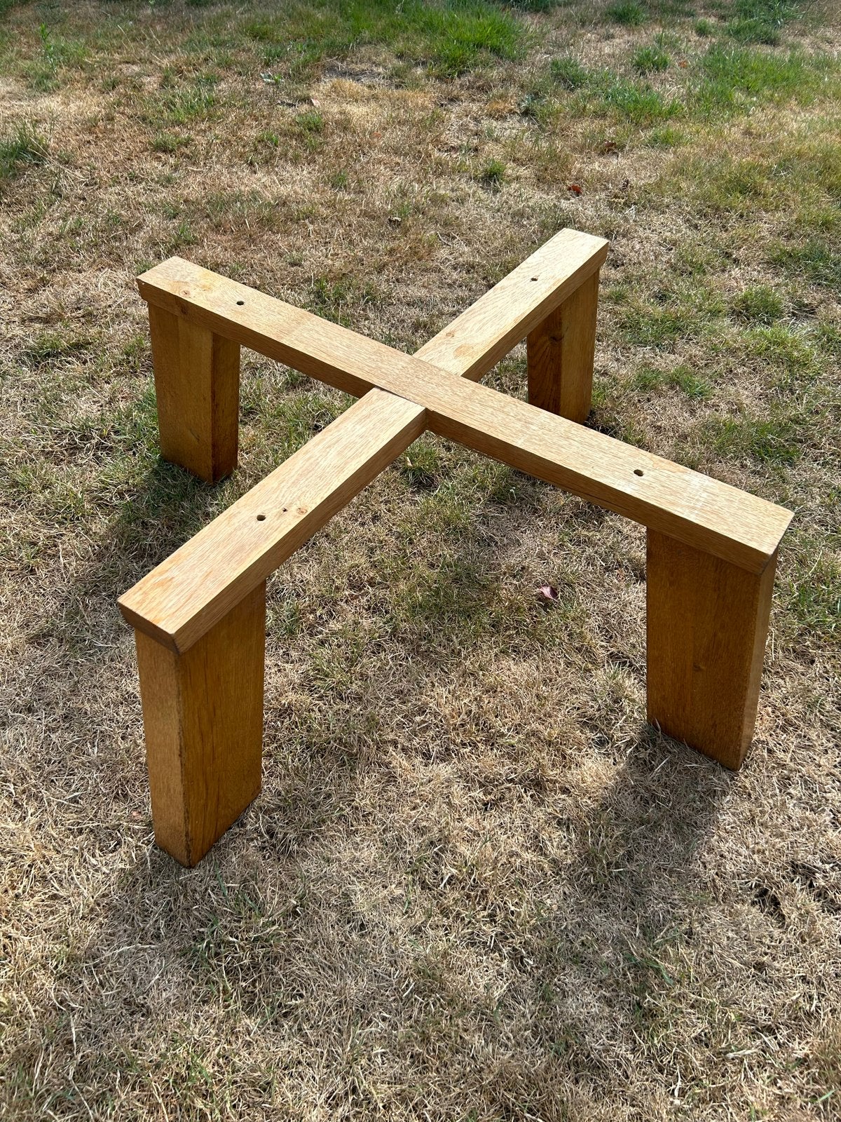 Robuuste eikenhouten salontafel onderstel, Huis en Inrichting, Tafelonderdelen, Ophalen, Tafelpoot, Gebruikt, 50 tot 100 cm
