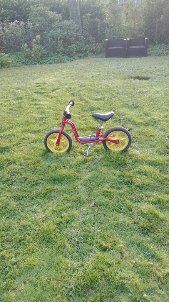 Puky loopfiets rood met gele wielen, Ophalen, Gebruikt, Loopfiets