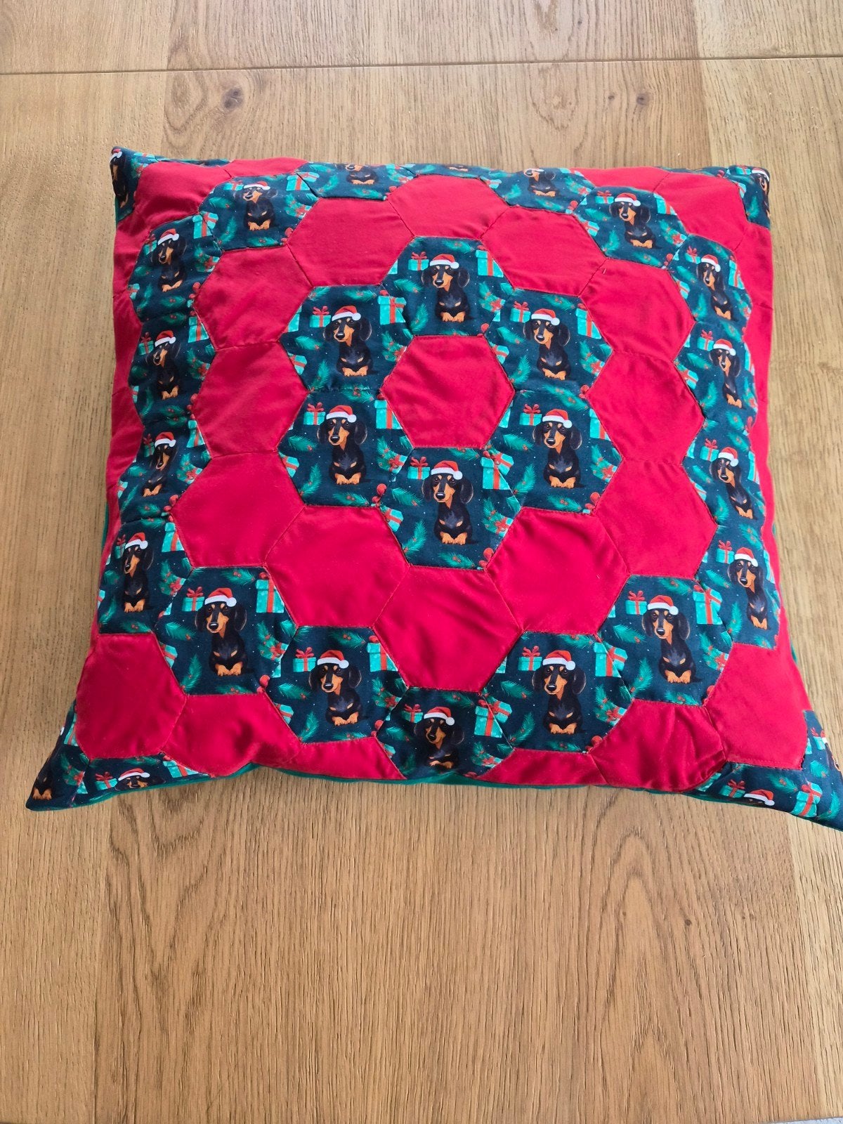 kerstkussensloop/hies 50/50cm met teckels, Ophalen of Verzenden, Vierkant