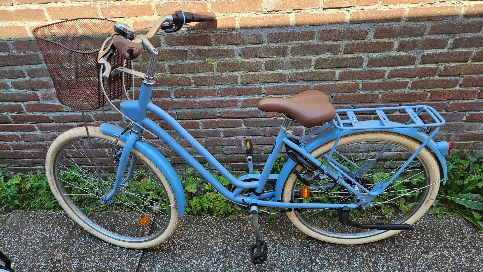 Elops Damesfiets lichtblauw, Gebruikt, Velgrem, Versnellingen, Ophalen