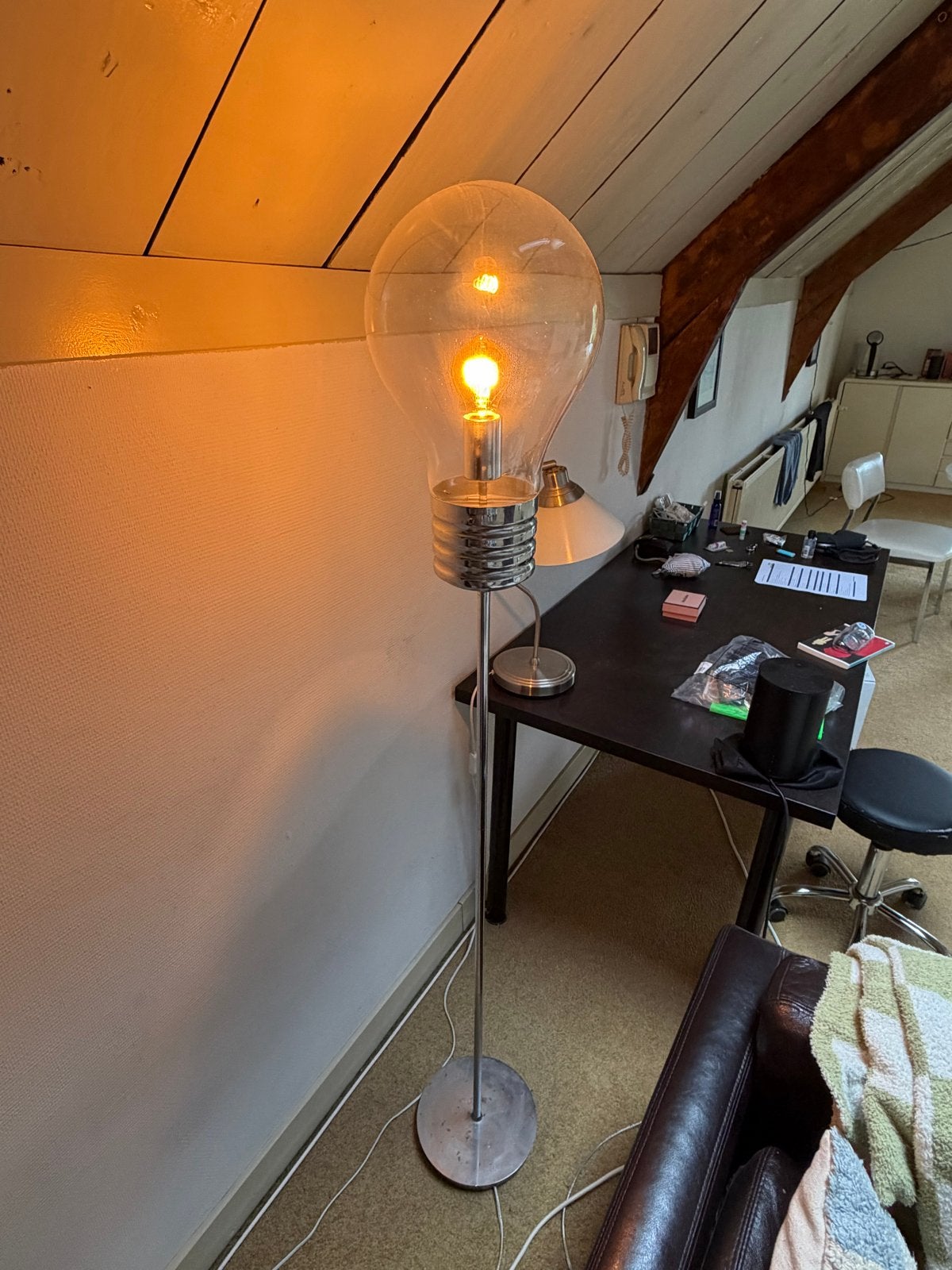 Vloerlamp 'Gloeilamp' - Uniek Design, Ophalen, Gebruikt, E27 (groot), Glas