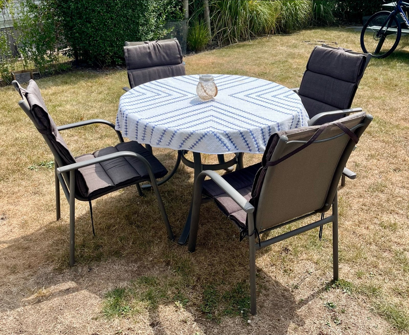 P&R Design Aluminium Tuinset met 4 Stoelen en Kussens, Ophalen, 4 zitplaatsen, Gebruikt, Eettafel