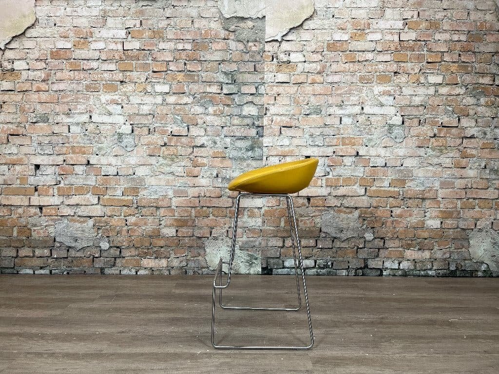 Moroso Fjord Barkruk – Geel | Patricia Urquiola, Ophalen, 60 tot 90 cm, Zo goed als nieuw, Leer