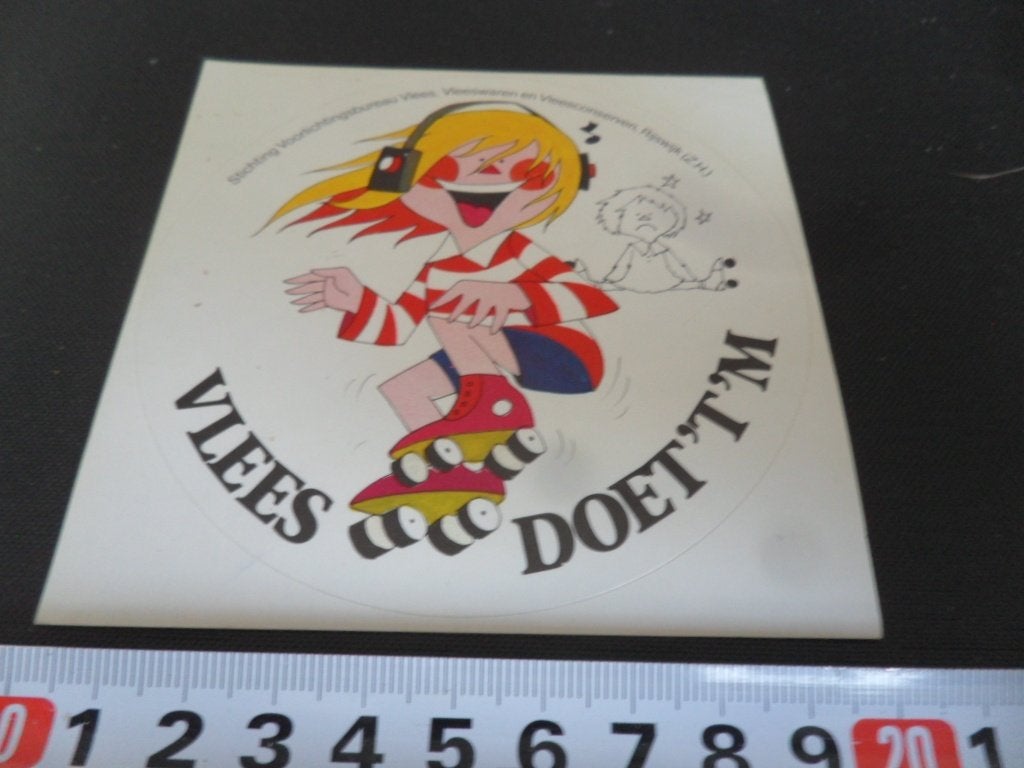 sticker Vlees doet 't 'm   Rolschaatsen PX033*, Ophalen of Verzenden, Zo goed als nieuw