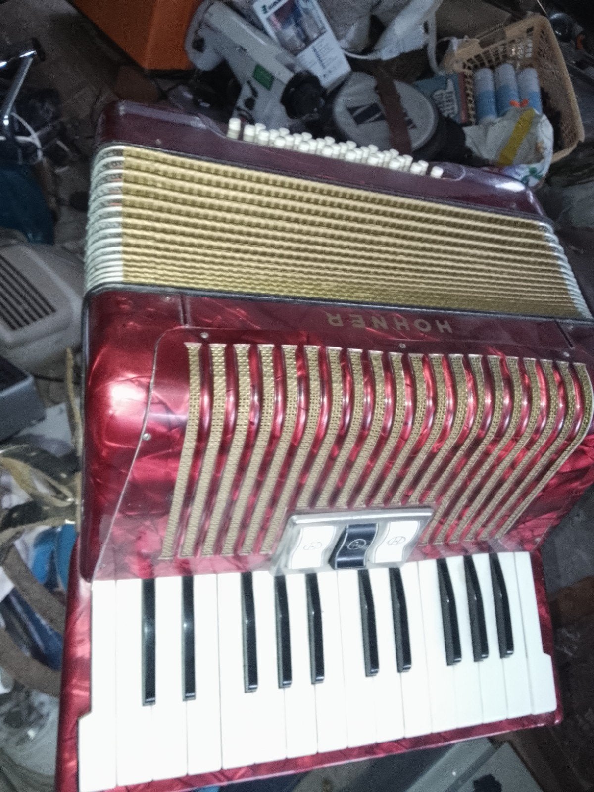 Hohner Accordeon Rood - Klassiek Toetsaccordeon, Ophalen of Verzenden, Gebruikt, Toetsaccordeon, Hohner