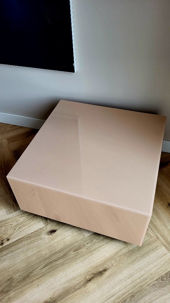 HKliving Mirror Block Table Cream/Nude (60x60x35), Huis en Inrichting, Tafels | Salontafels, Ophalen, Gebruikt, 50 tot 100 cm