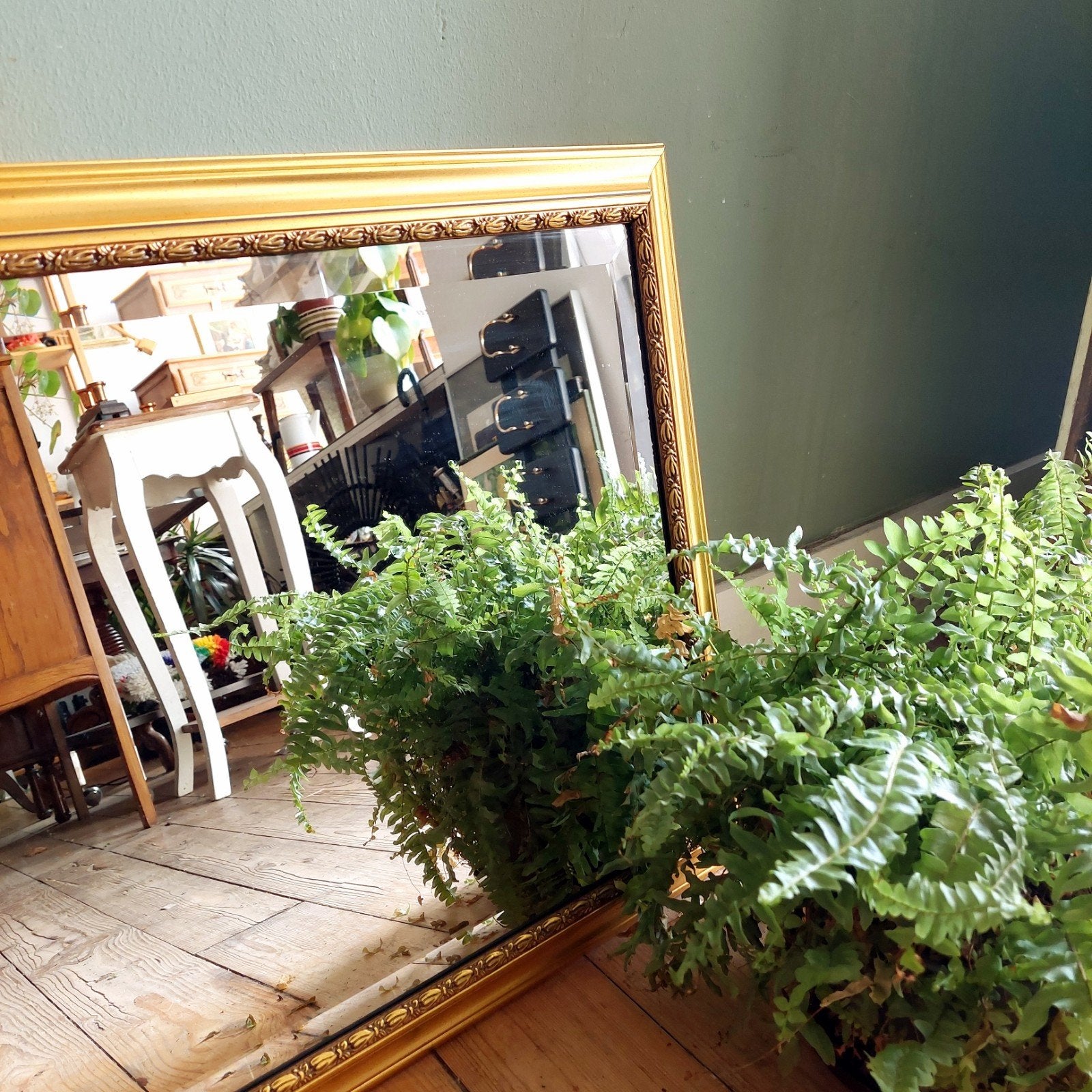 Lucky Vintage gouden spiegel facet geslepenen zwart randje, Ophalen, Minder dan 50 cm, ., Zo goed als nieuw