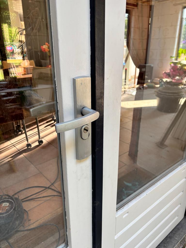 Dubbele buitendeur met glas en houten panelen, Ophalen, Gebruikt, Hout, Overige typen