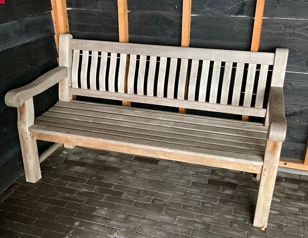 Zware kwaliteit teakhouten tuinbank, Ophalen, Gebruikt, Teakhout