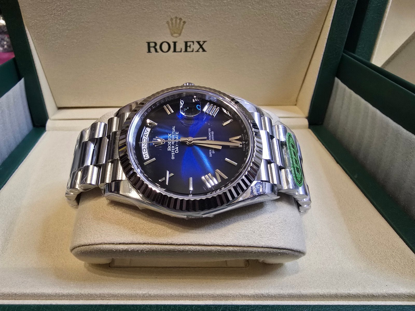 daydate 40mm whitegold, Overige merken, Staal, Ophalen of Verzenden, Onbekend
