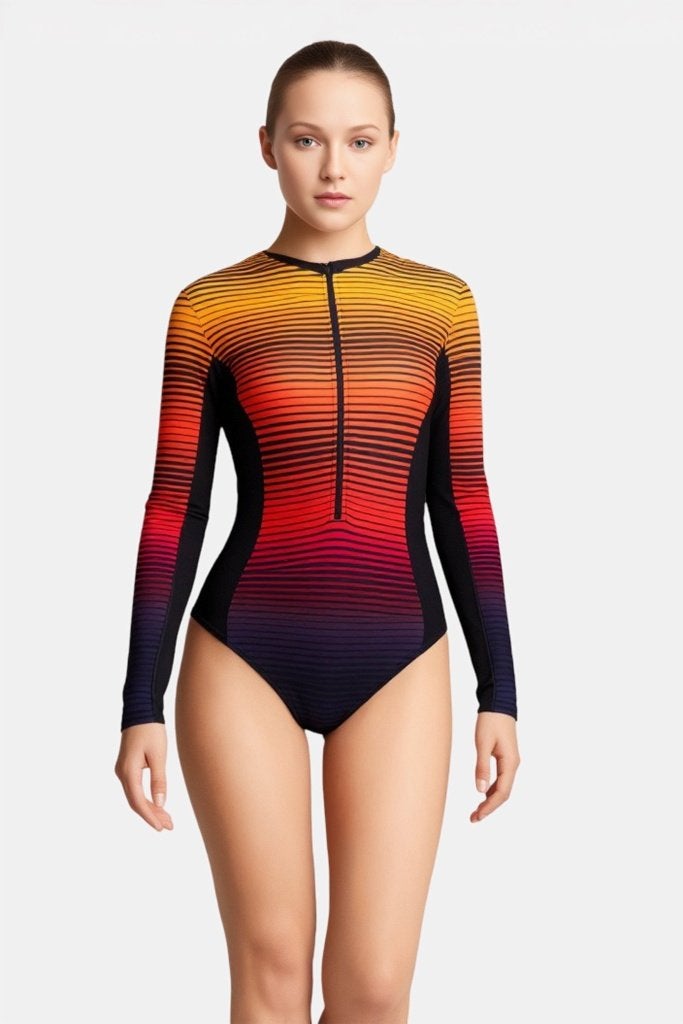 Speedo Longsleeve Open Back Swimsuit, Oranje Navy, maat D40, Nieuw, Badpak, Speedo, Verzenden
