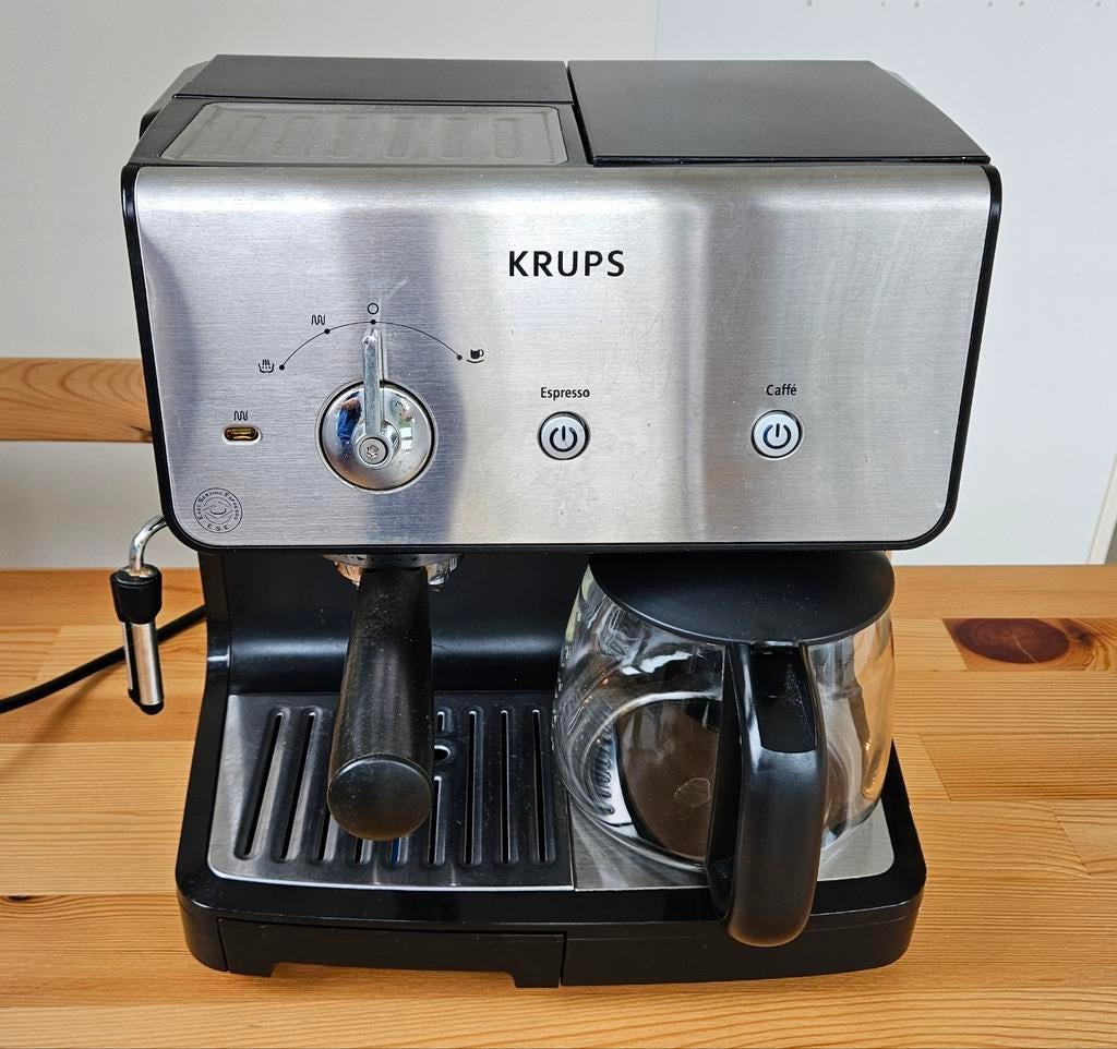Krups Combi Koffiezetapparaat & Espressomachine, Ophalen, Gebruikt, Gemalen koffie, Afneembaar waterreservoir