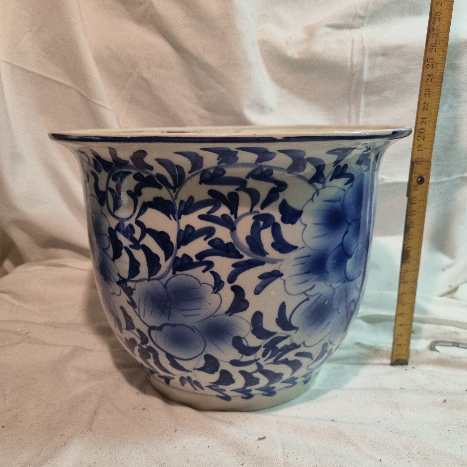 Antieke Chinese porseleinen bloempot, blauw-wit, Ophalen of Verzenden