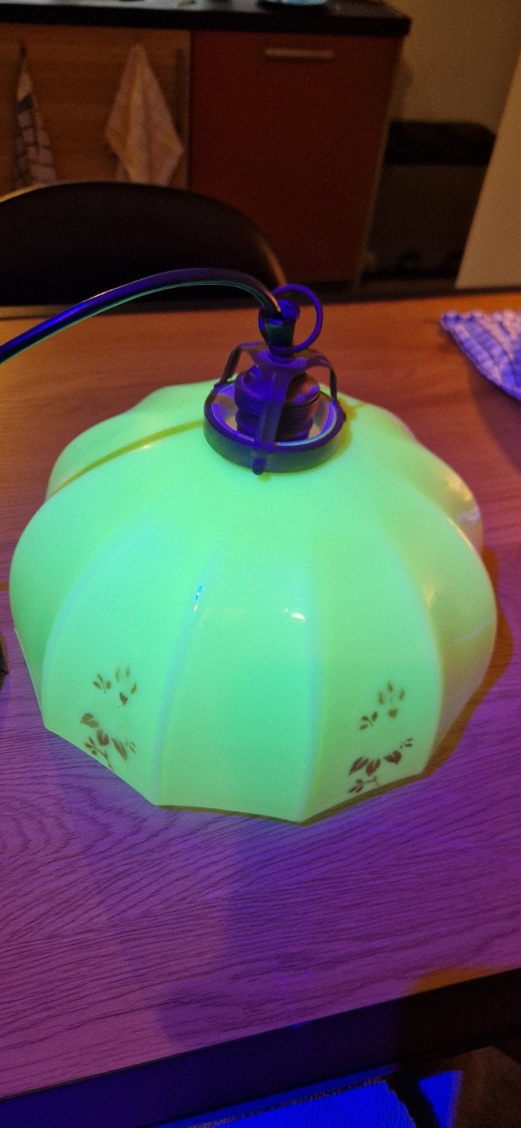 Jaren '30 Uranium Glas Lamp - Uniek, Ophalen of Verzenden