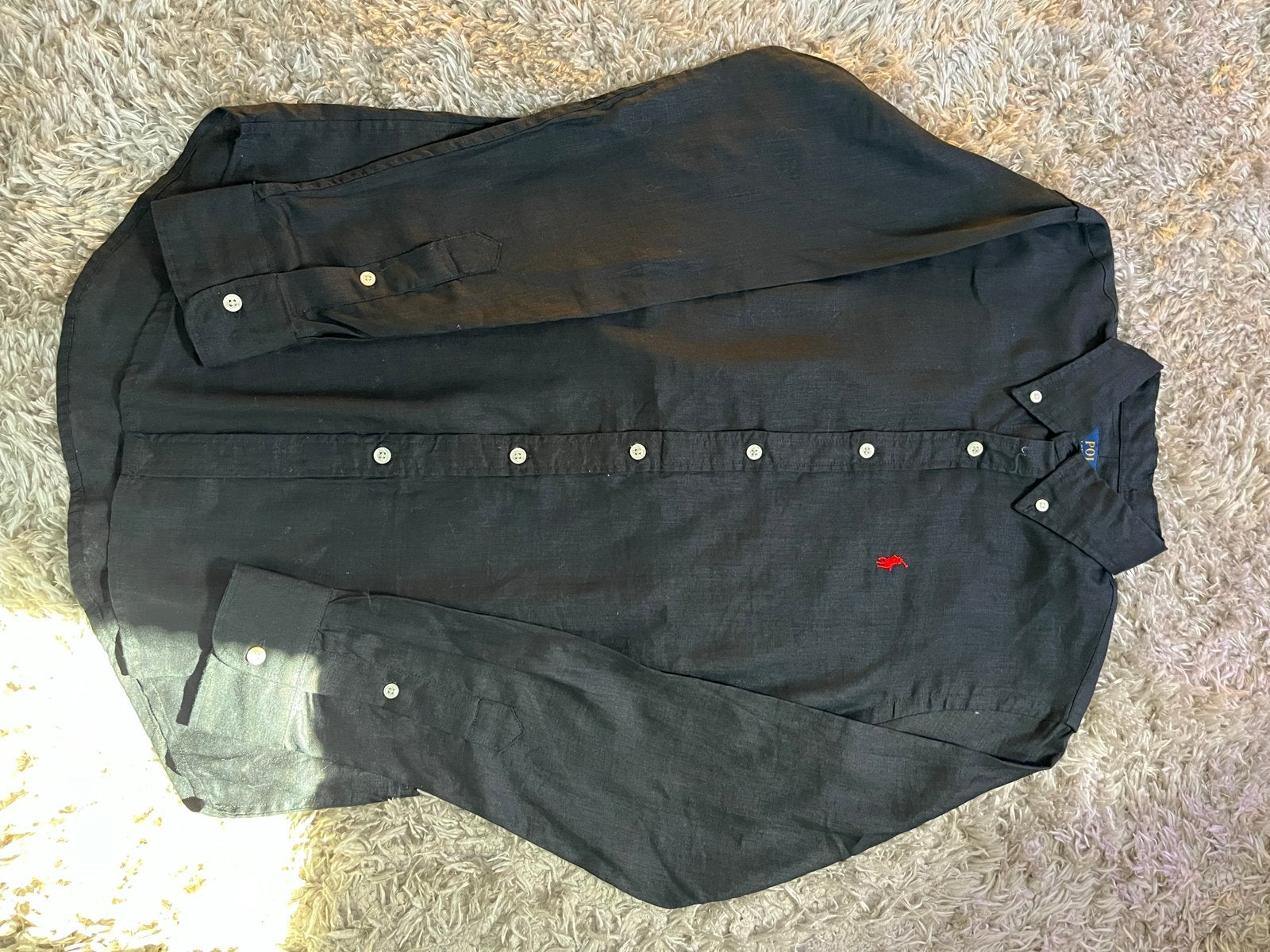 Ralph Lauren linnen overhemd heren maat M, Kleding | Heren, Overhemden, Verzenden, Zo goed als nieuw, Zwart, Halswijdte 39/40 (M)