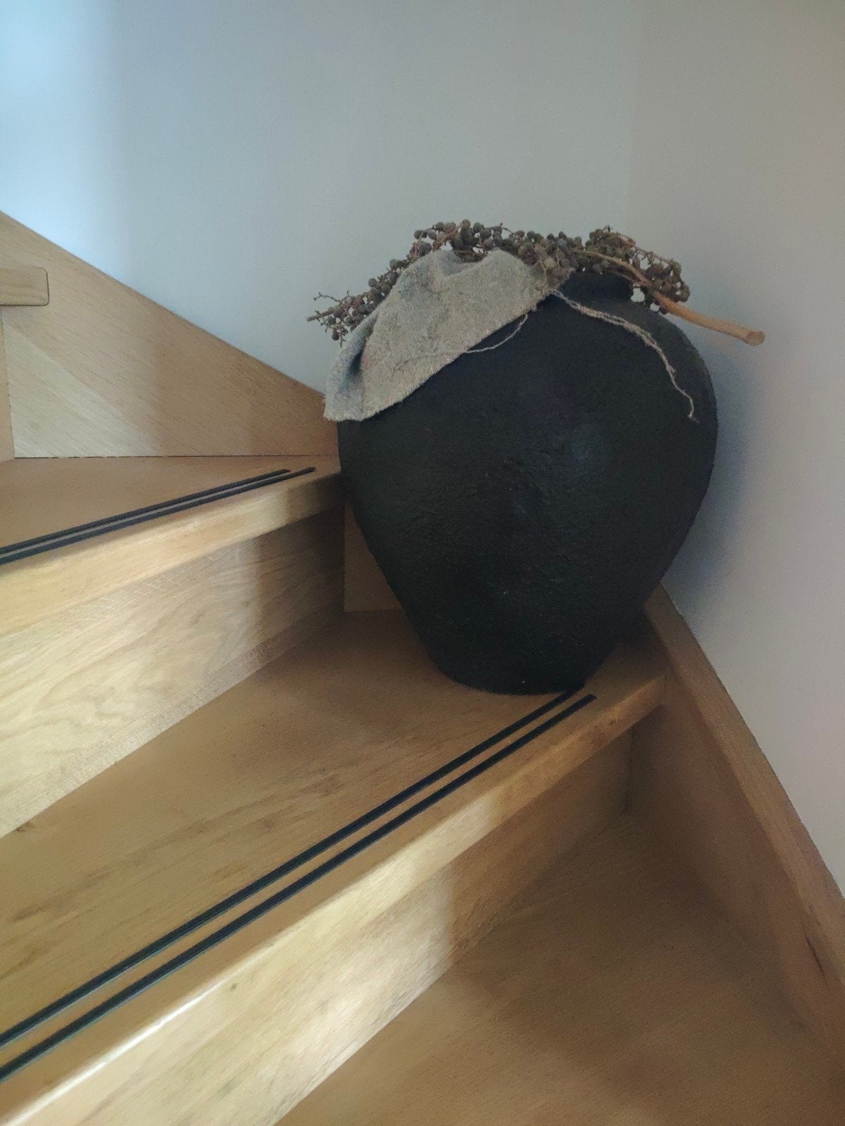 Zwarte bolle pot, 40cm hoog, Ophalen, Gebruikt, Zwart