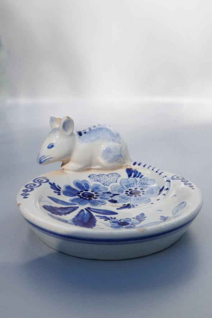 Delfts blauw schaaltje met muisje – vintage, Ophalen of Verzenden