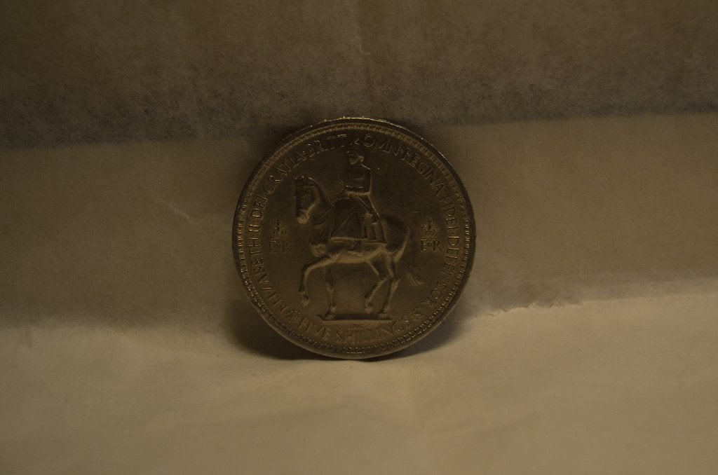 5 Shilling 1953 tgv de kroning van Queen Elisabeth II, Ophalen of Verzenden, Gebruikt, Buitenland, Postzegel(s) of Munt(en)