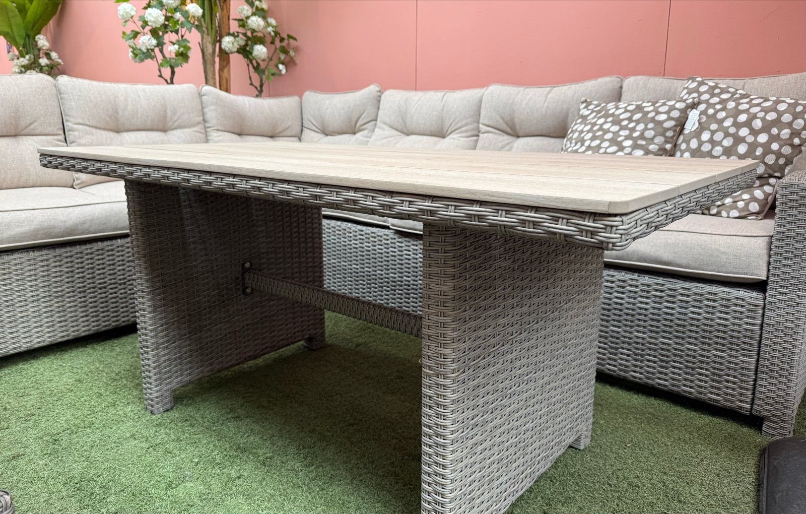 Nieuwe tuintafel - Wicker met houtlook blad, Ophalen, Nieuw, Rechthoekig, Wicker