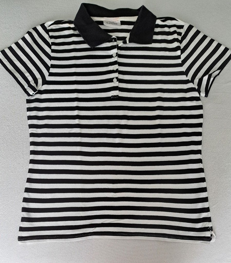 Zwart-wit gestreepte polo van Gina Benotti, mt. L/XL, Kleding | Dames, Wit, Maat 42/44 (L), Ophalen of Verzenden, Zo goed als nieuw
