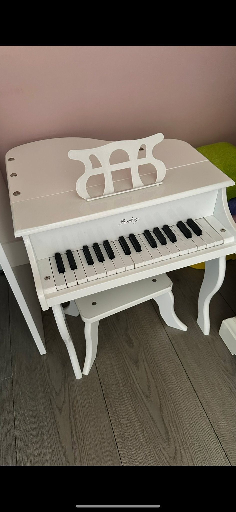 Funkey Kinderpiano met krukje, Ophalen, Gebruikt, Wit, Piano