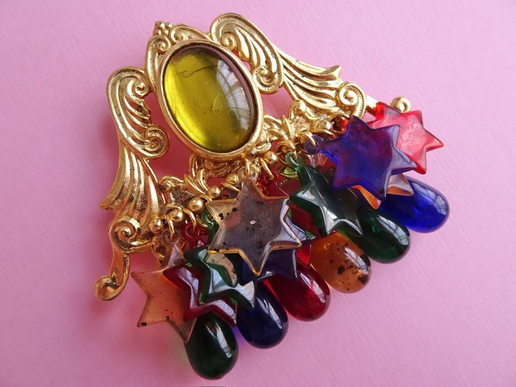 jwg Grote vintage 60s 80s ster sterren broche goud gekleurd, Verzenden, Overige materialen, Broche