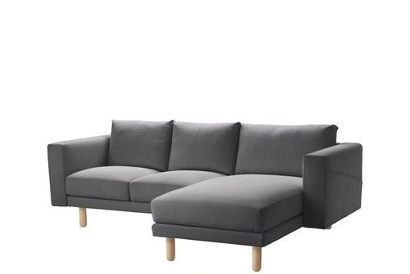 IKEA NORSBORG 3-zitsbank met chaise longue – grijs, Ophalen, Gebruikt, Stof