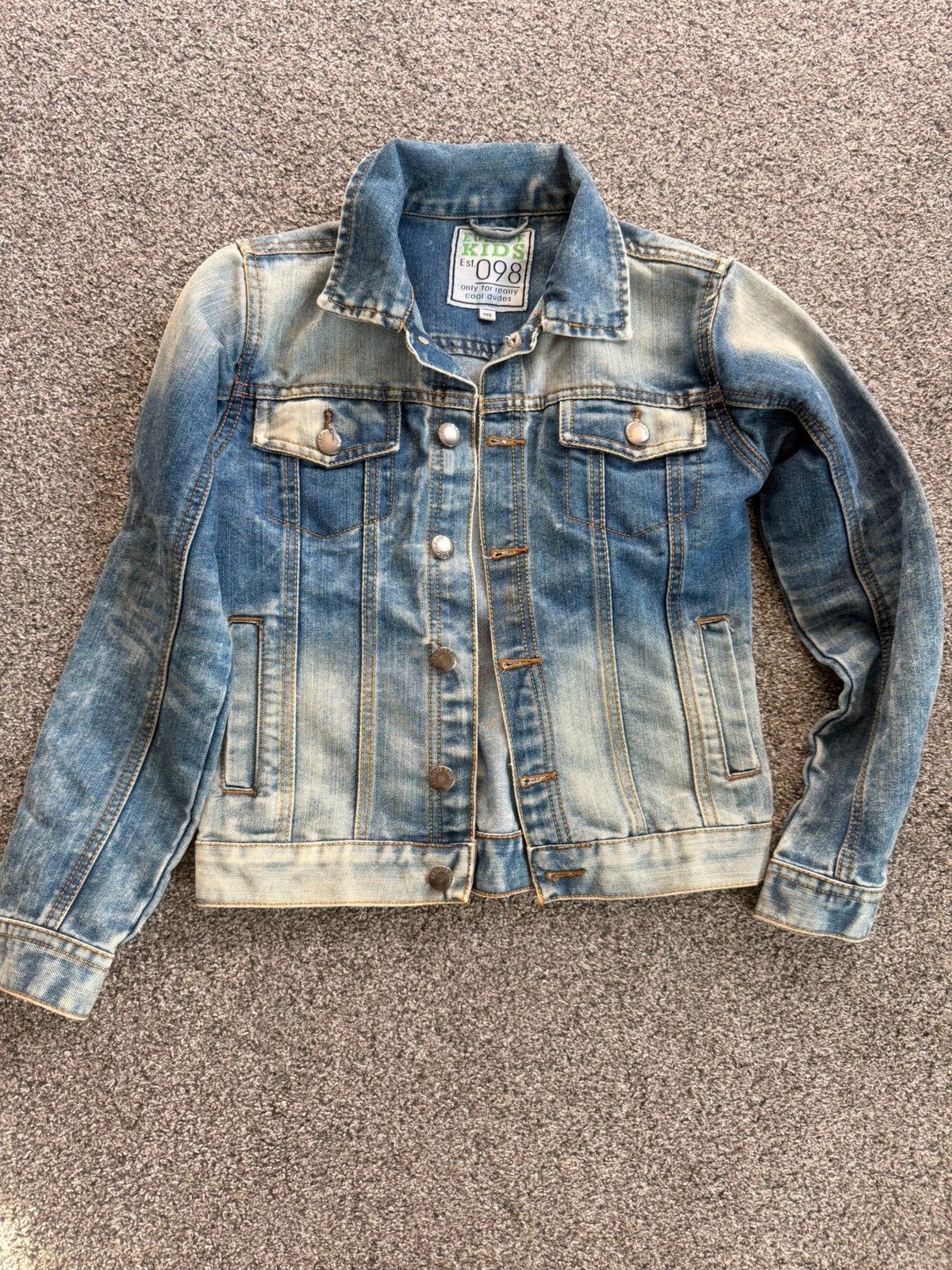 Denim jas maat 140, Ophalen, Zo goed als nieuw, Meisje, Jas